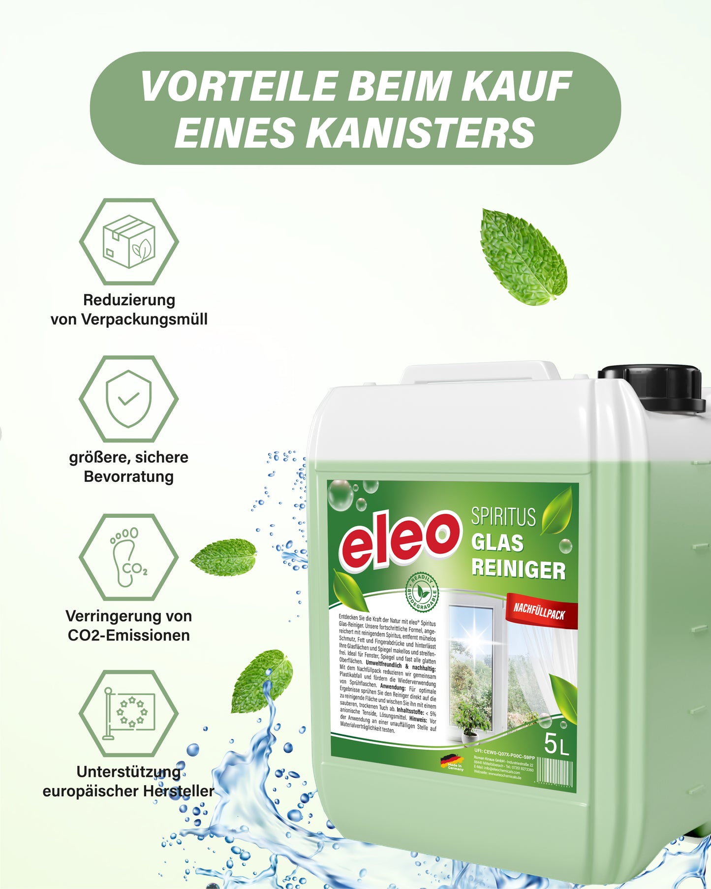 Spiritus Glasreiniger & Mixflasche + Auslaufhahn